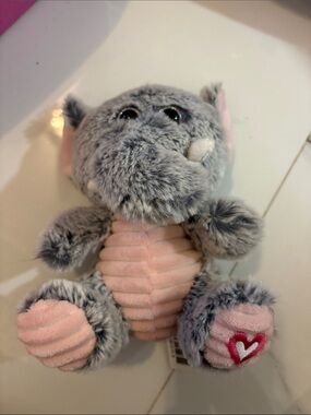 Kellytoy Elephant 10” Grey & Pink Sparkle Glitter Eyes Plush plushie